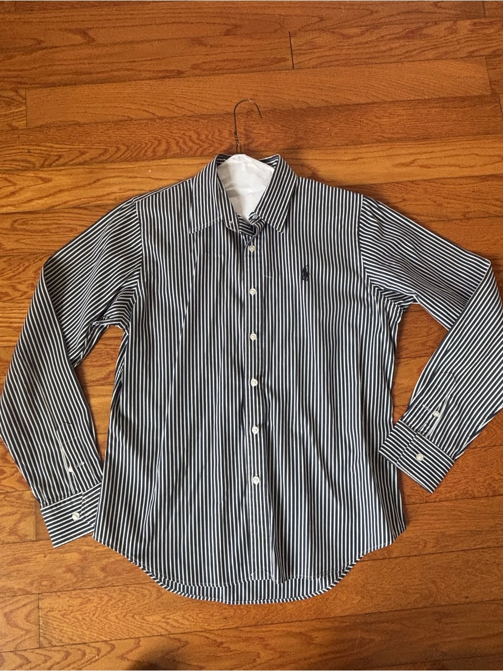 Ralph Lauren Navy & White Striped Button-Down Shirt